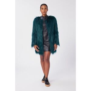 LITA BY CIARA Faux Fur Coat In Deep Tea Size M. H